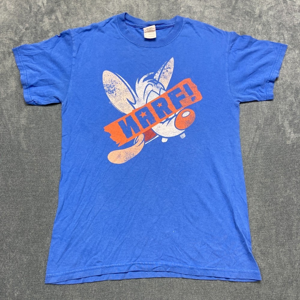 Gildan Narf Animaniacs T Shirt Adult Small Blue Cartoon Graphic Print Crew Neck